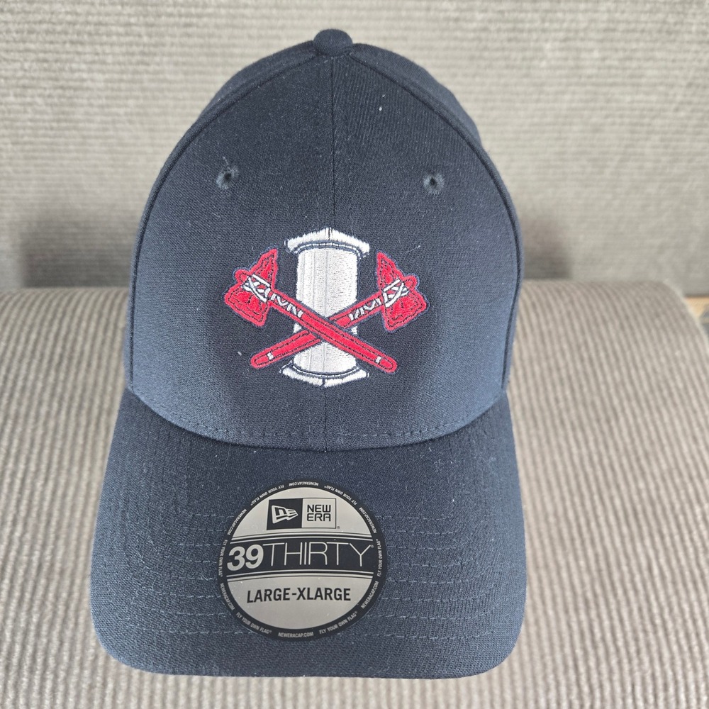 New Era Mens L/XL Navy Blue Atlanta Braves 39THIRTY Stretch Fit Baseball Hat